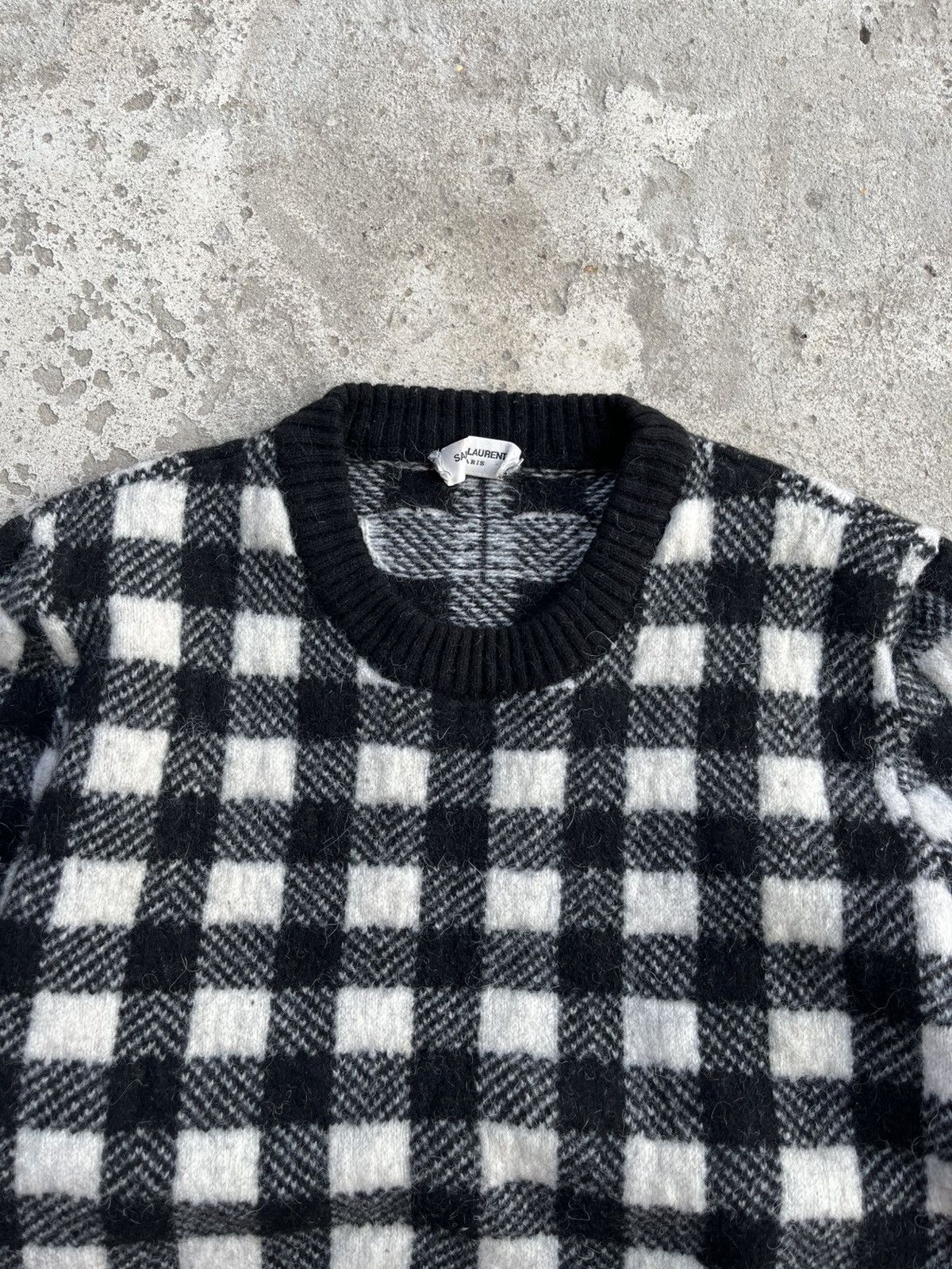 Hedi Slimane × Saint Laurent Paris FW14 Saint Laurent by Hedi Slimane Wool Checkered Sweater Size US S / EU 44-46 / 1 - 3 Thumbnail