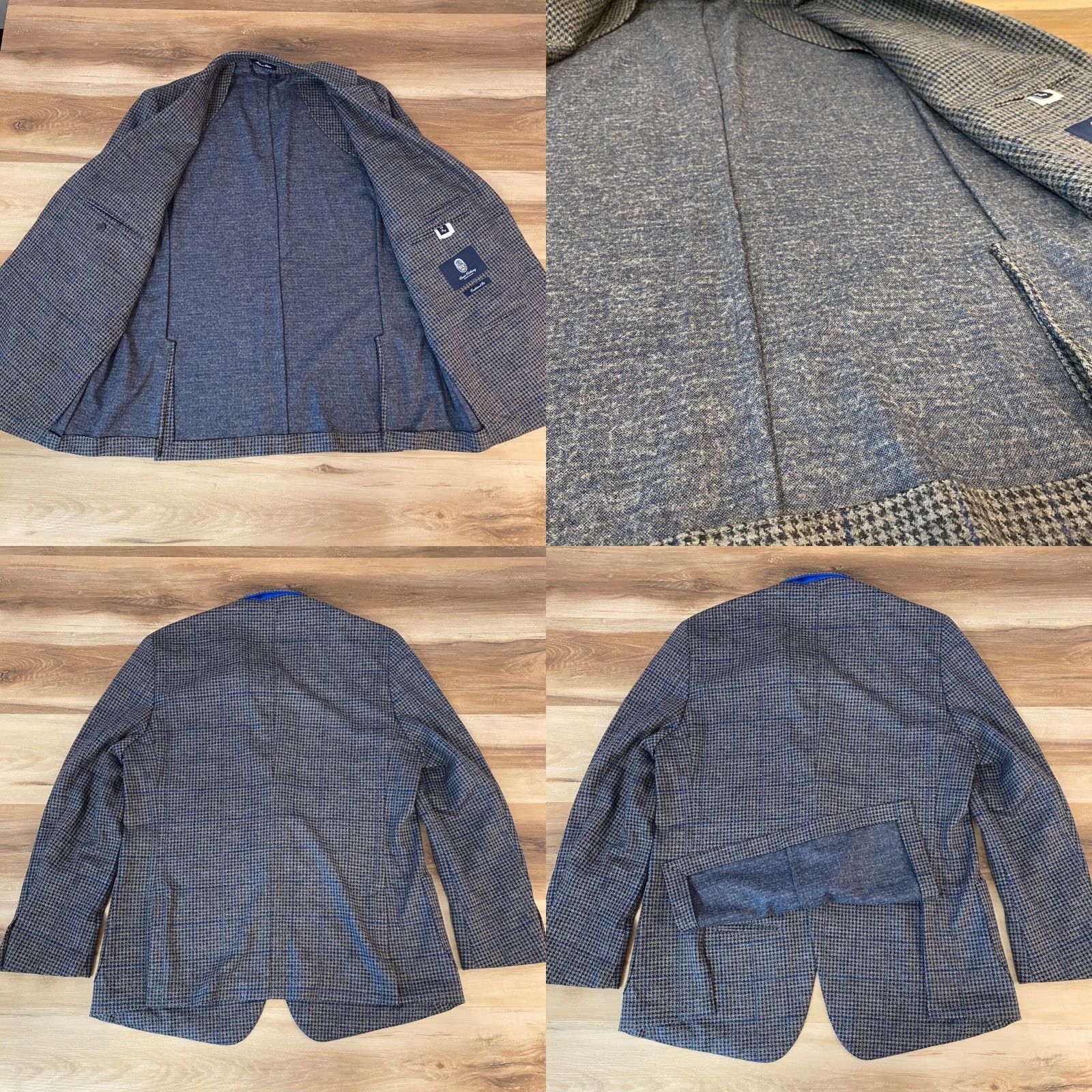Lands' End Lands' End Blazer Mens 44R Gray Houndstooth Fleece Lined 2 Button Sport Jacket Size 44R - 9 Thumbnail