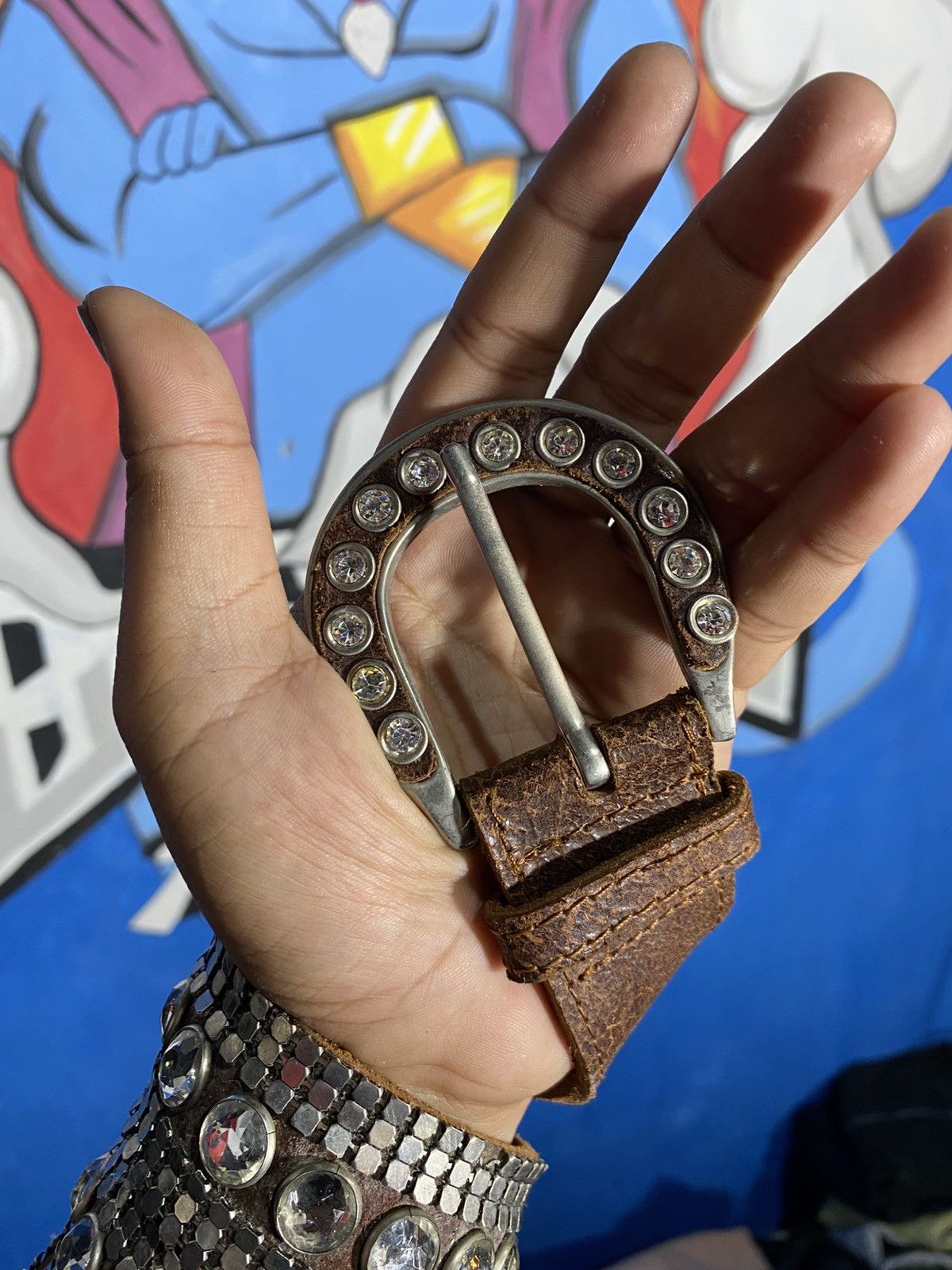 Vintage Vintage belts y2k rhinestone leather Size ONE SIZE - 2 Thumbnail