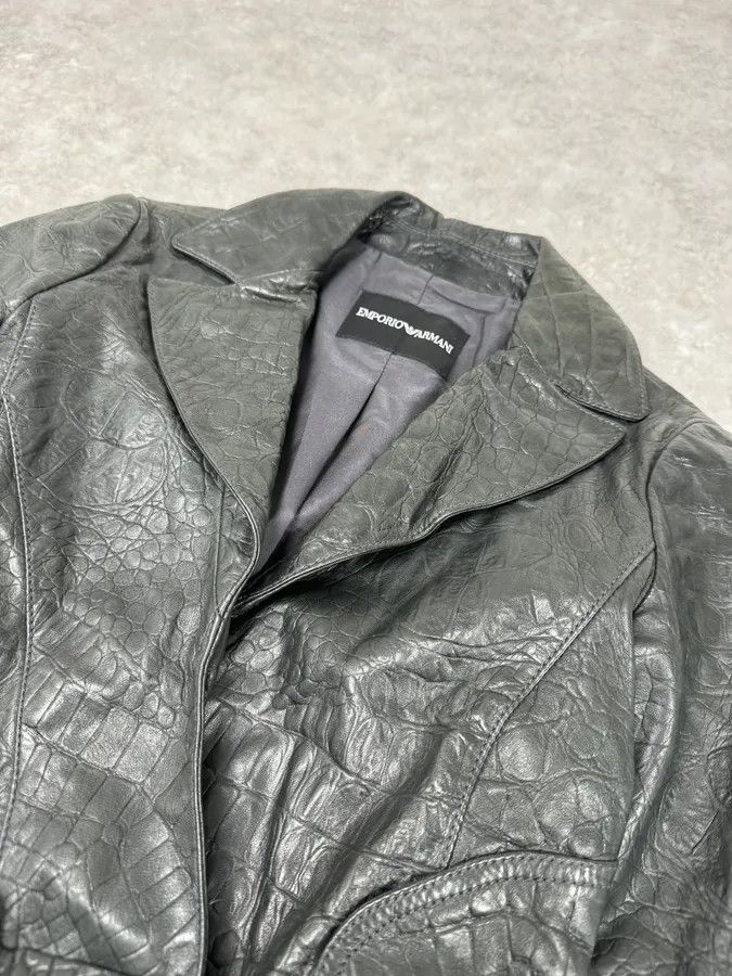 Emporio Armani 2000s Emporio Armani Crocodile Embossed Grey Leather Jacket Size S / US 4 / IT 40 - 5 Thumbnail