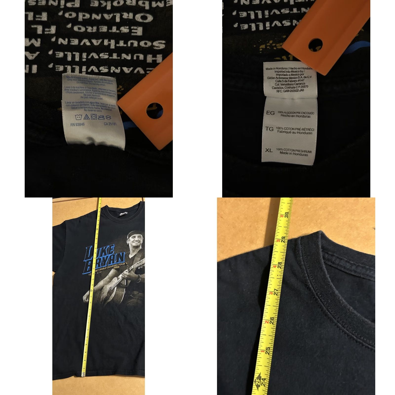 Gildan VINTAGE Luke Bryan Dirt Road Diaries 2013 Tour Shirt Adult XL Black Short Sleeve Gildan Ultra Cotton Logo Graphic Print Unisex Mens Womens Size US XL / EU 56 / 4 - 8 Thumbnail