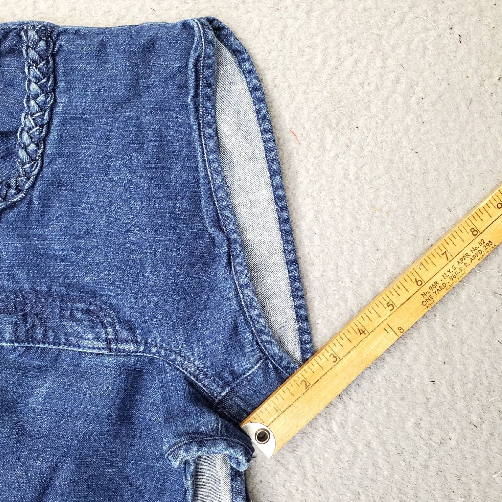 Vintage XXI Womens Denim Shorts 28 Blue Flat Front Medium Wash Braided Detail Vintage No Size 28" / US 6 / IT 42 - 4 Thumbnail