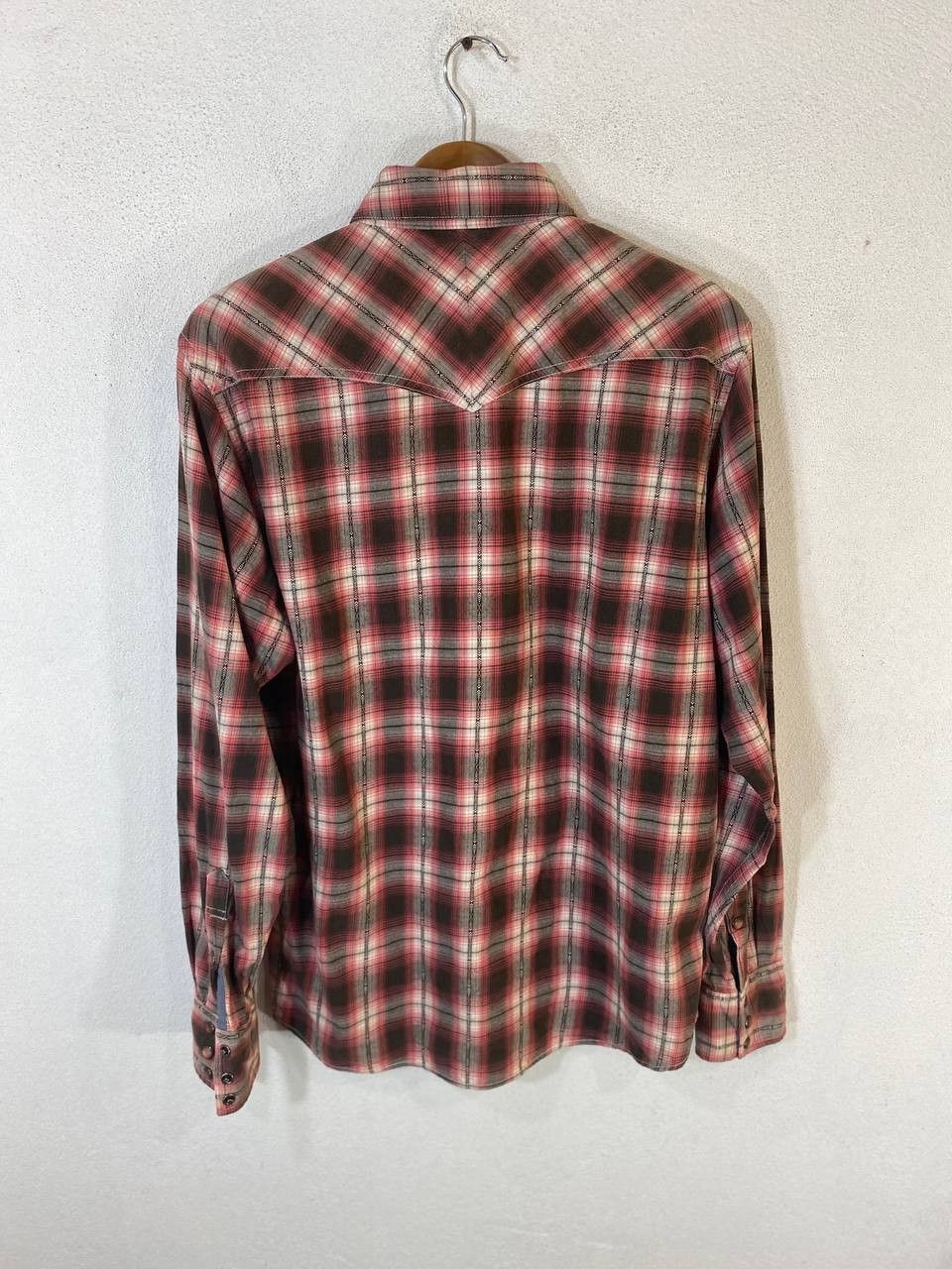 Japanese Brand back number shadow plaid western flannel shirt nice design Size US L / EU 52-54 / 3 - 8 Thumbnail