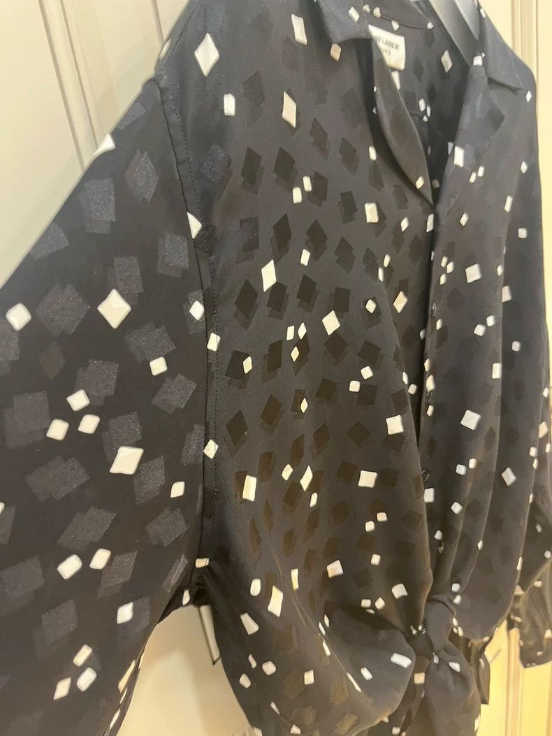 Saint Laurent Paris stunning black silk shirt with unique pattern-2507 Size US M / EU 48-50 / 2 - 3 Thumbnail