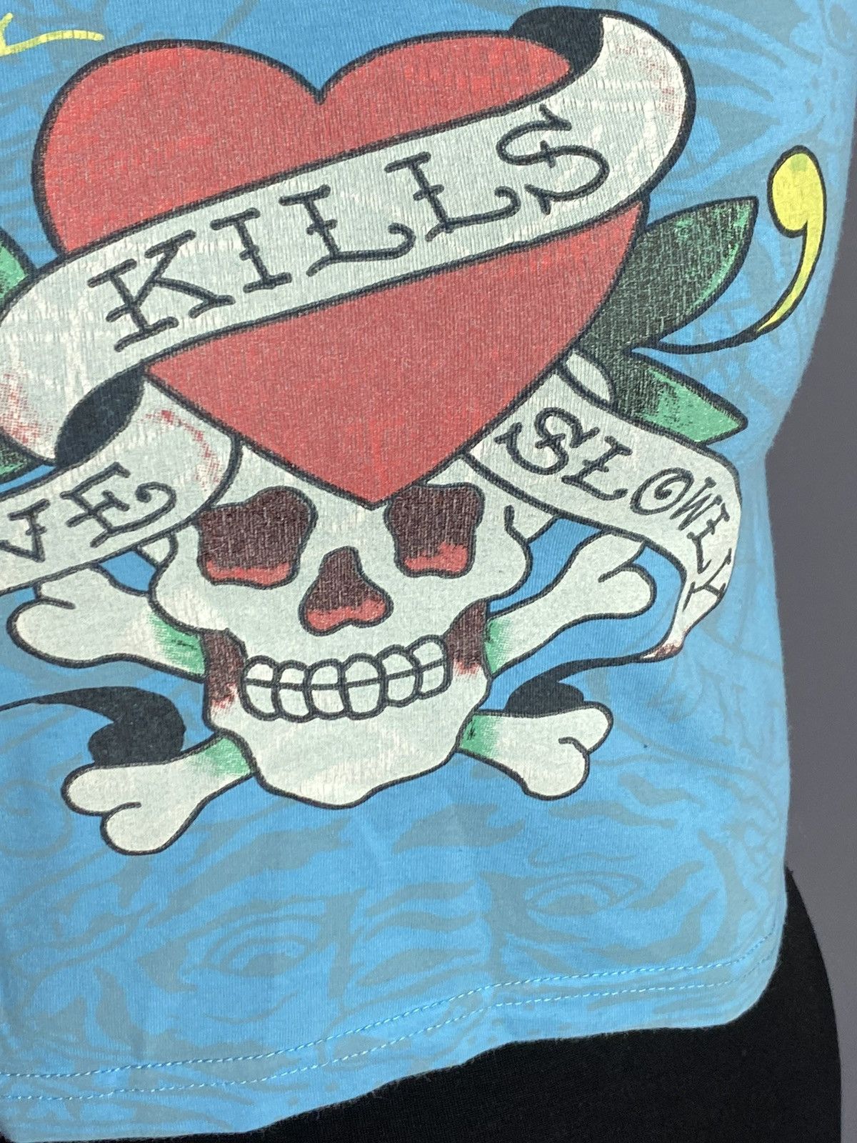 Ed Hardy Ed Hardy Cropped T-Shirt Blue Graphic Skull Animal Size M Size M / US 6-8 / IT 42-44 - 5 Thumbnail