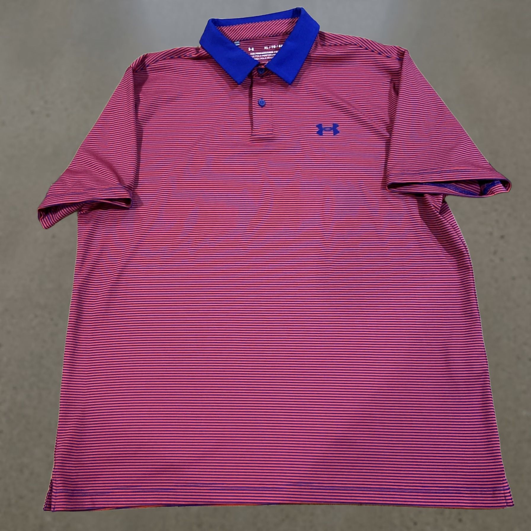 Under Armour Under Armour Polo Shirt Mens XL The Playoff Striped Red Blue Golf Shirt Casual Activewear Size US XL / EU 56 / 4 - 1 Thumbnail