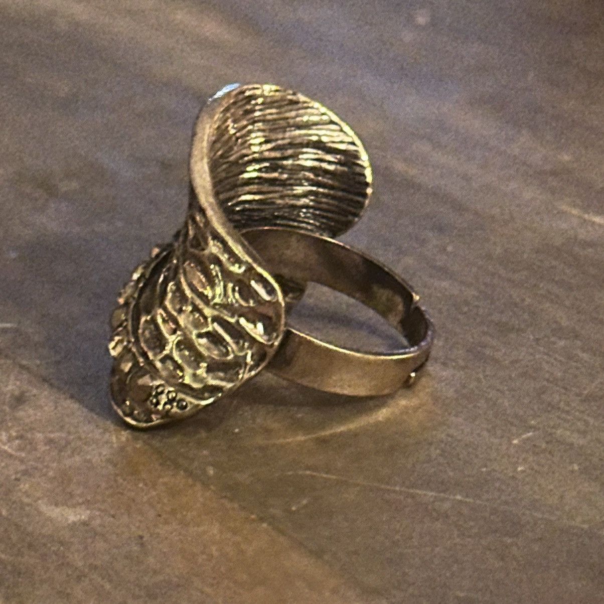Vintage Vintage bronze tone hammered rhinestone wrap ring Size ONE SIZE - 5 Thumbnail