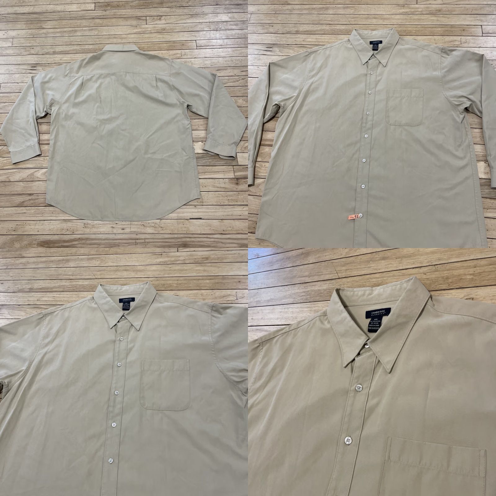 Vintage VINTAGE Cambridge Classics Shirt Men 2XL Khaki Brown Nylon Sueded Cotton Western Size US XXL / EU 58 / 5 - 9 Thumbnail