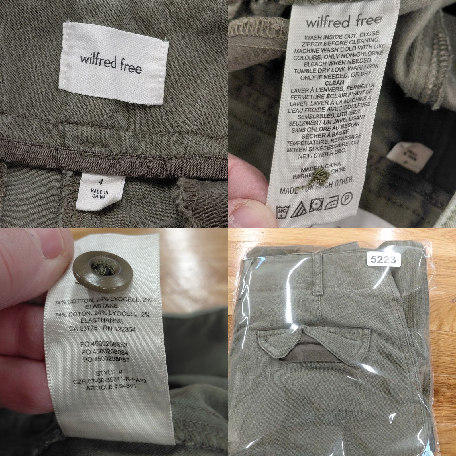 Aritzia Wilfred Free Aritzia Pants Women's Size 4 Green Cargo Pocket Stretch Casual Classic Tapered Boyfriend? Size 27" / US 4 / IT 40 - 9 Thumbnail