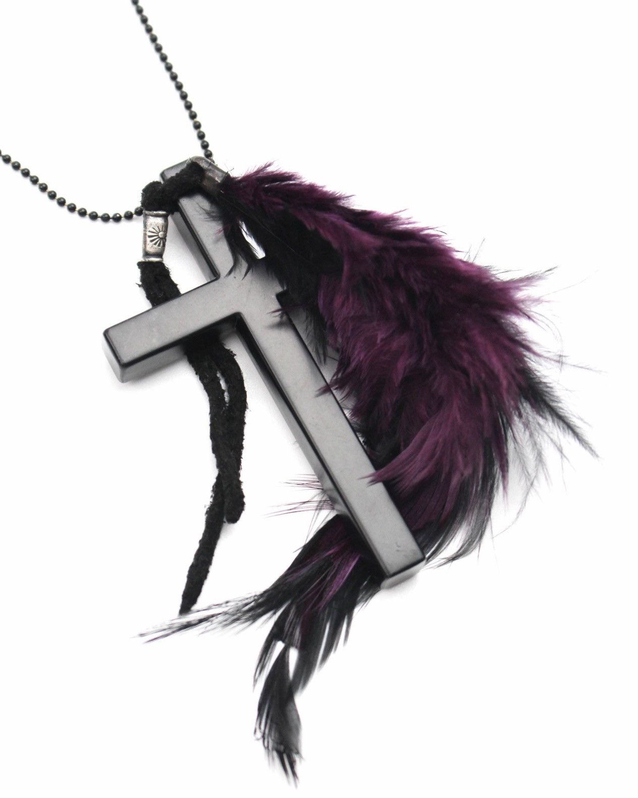 If Six Was Nine 2000S DARK CROSS FEATHER NECKLACE SILVER SUN DETAIL Size ONE SIZE - 3 Thumbnail