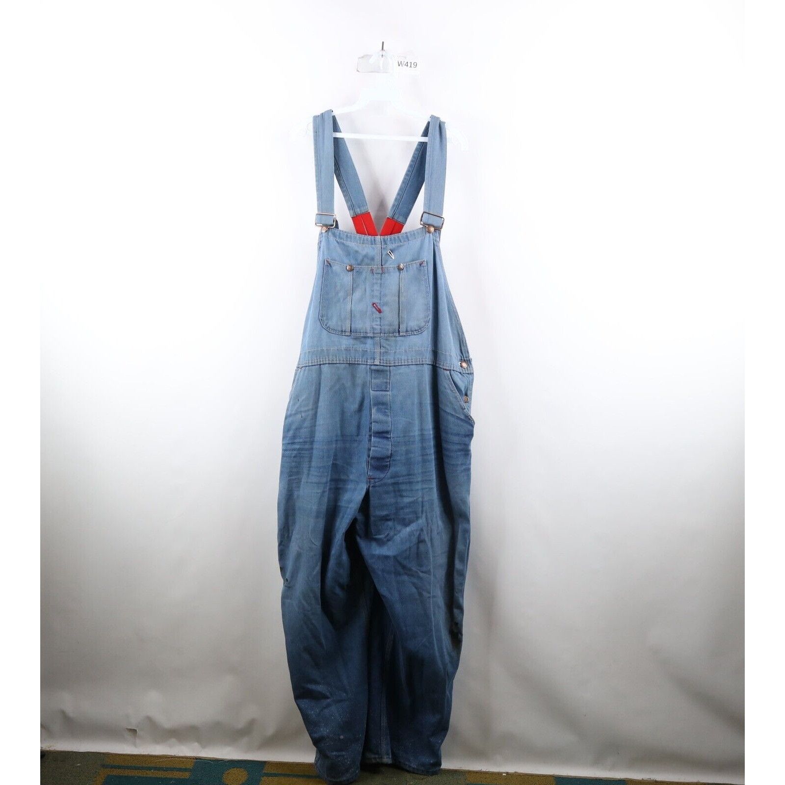 Vintage 60s 70s Big Mac Thrashed Wide Leg Denim Overalls