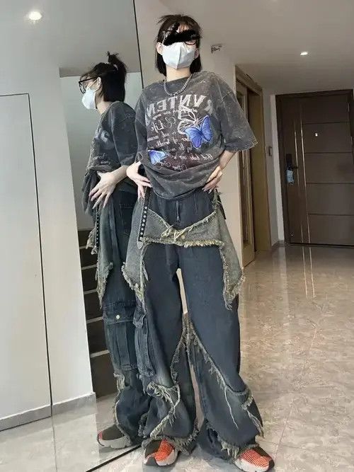 Japanese Brand × Jean Y2K Vintage Big Star Designed Ripped Denim Oversize Jeans Size 24" / US 00 / IT 34 - 2 Thumbnail