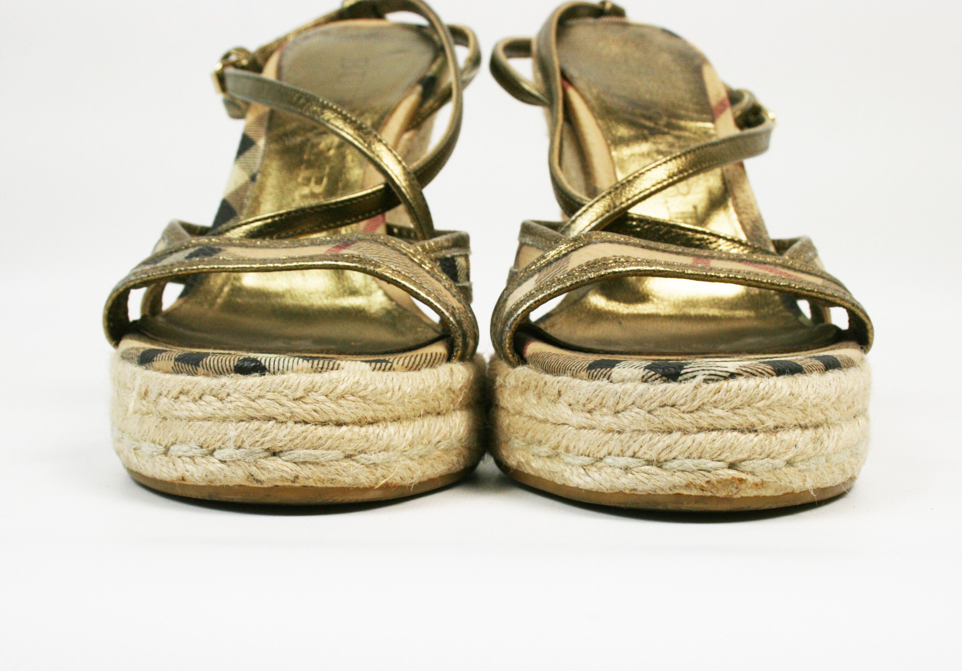 Burberry Nova Check Espadrilles Wedge Sandals Size US 6 / IT 36 - 4 Thumbnail