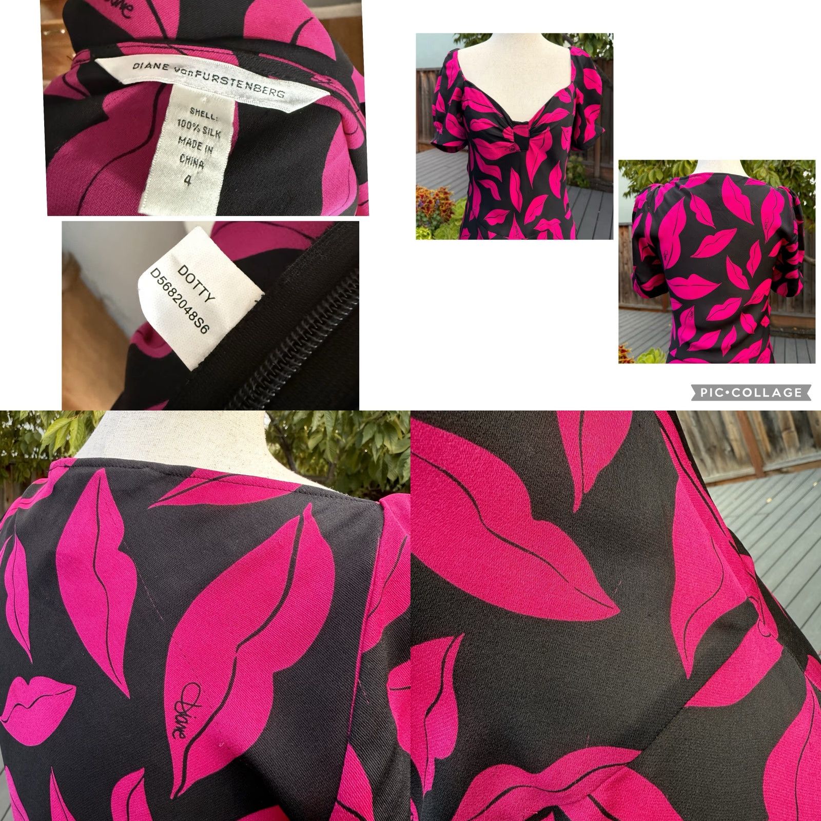 Diane von Furstenberg Diane von Furstenberg Silk Dotty Iconic Signature Midnight Kiss Lips Dress Sz 4 Size S / US 4 / IT 40 - 8 Thumbnail