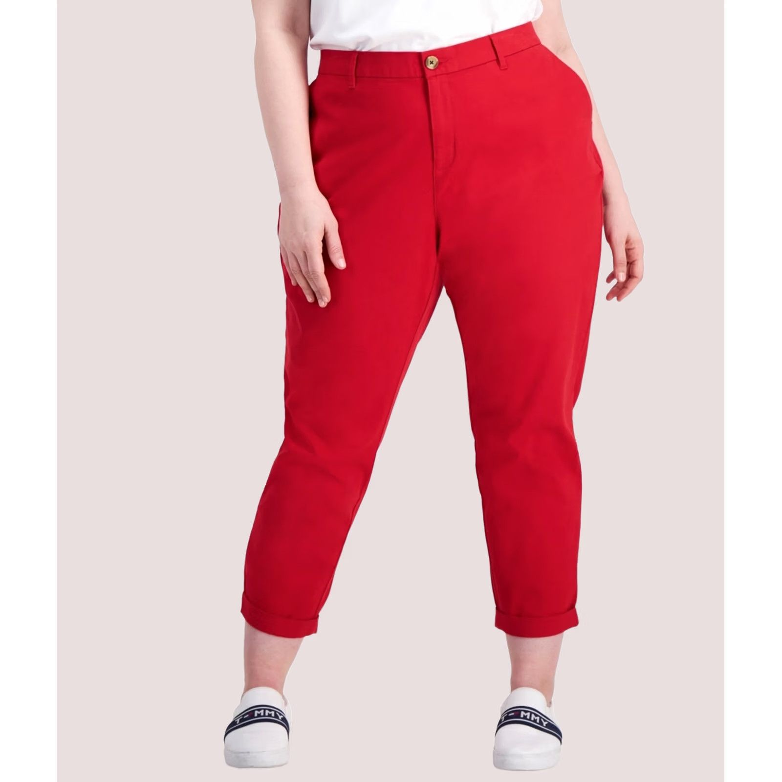 Tommy Hilfiger Tommy Hilfiger Women Plus Size Chino Pants Red Stretch 18W 26L Size 40" / US 18 - 1 Thumbnail