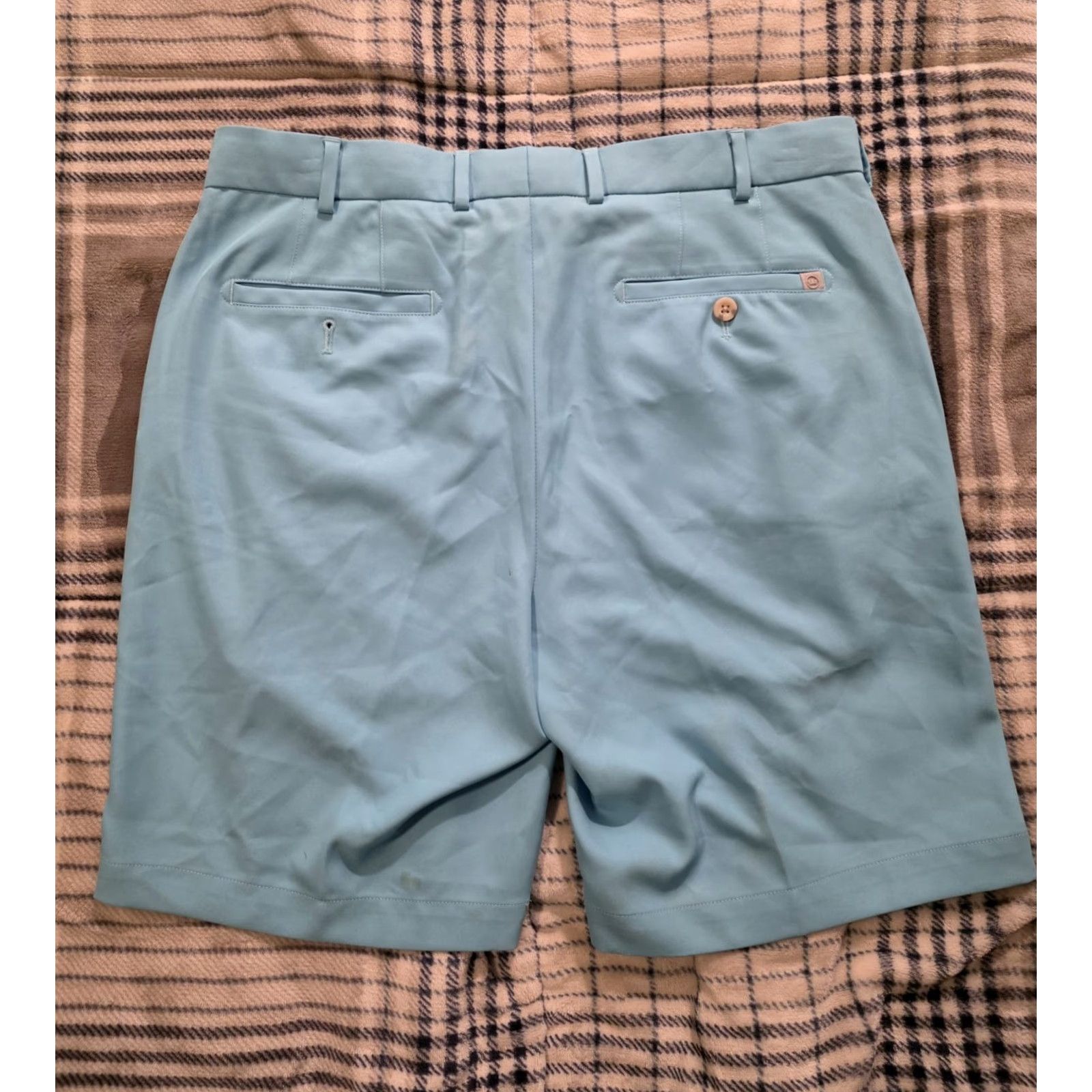 Peter Millar Peter Millar Salem Performance Golf Shorts Light Blue Men's 34 9 Inseam Flat Front Zip Pockets Stretch Chino Shorts Casual Summer 9" Inseam Mens Size US 34 / EU 50 - 2 Thumbnail