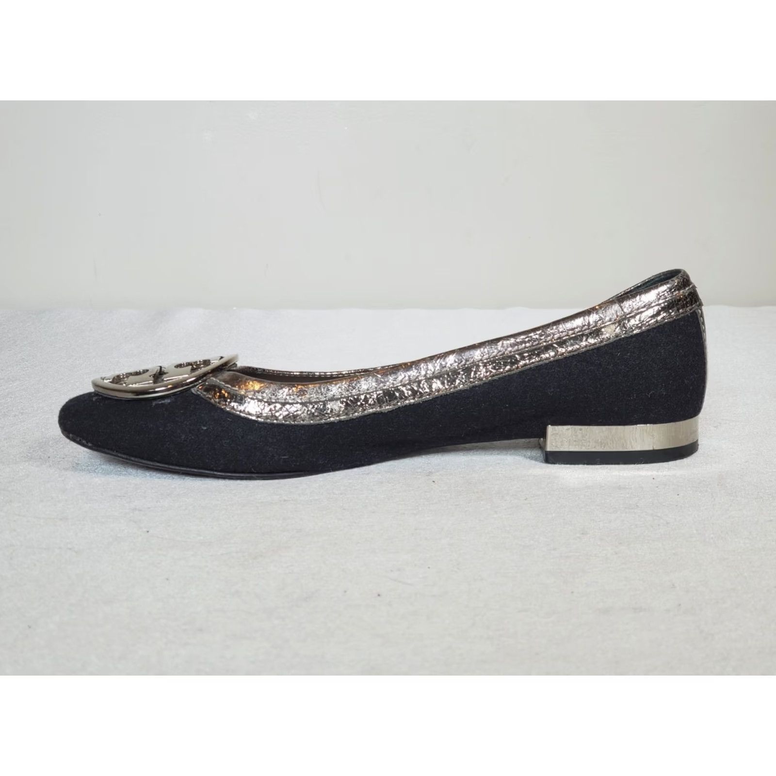 Tory Burch Tory Burch Gerritt Flannel Flats Dark Gray / Dark Pewter Women's US 7 M Size US 7 / IT 37 - 4 Thumbnail