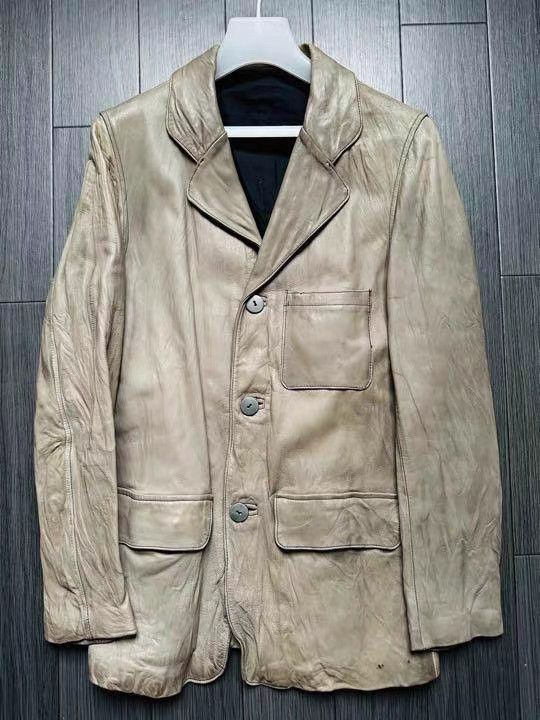 Isamu Katayama Backlash Beige Leather Jacket Size L Size US L / EU 52-54 / 3 - 1 Thumbnail