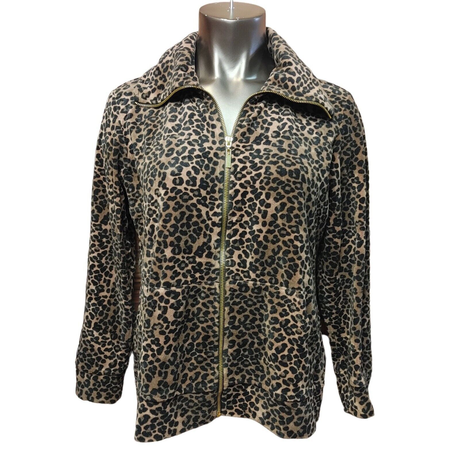 Other Style & Co. Sport Women's Petite Long Sleeve Zip Up Leopard Size L / US 10 / IT 46 - 1 Thumbnail