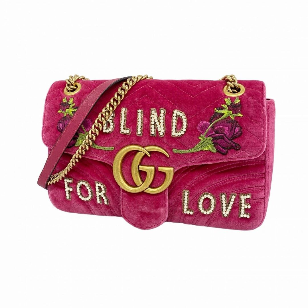 Gucci GG Marmont Velour Shoulder Bag 443496 in Pink, Women's