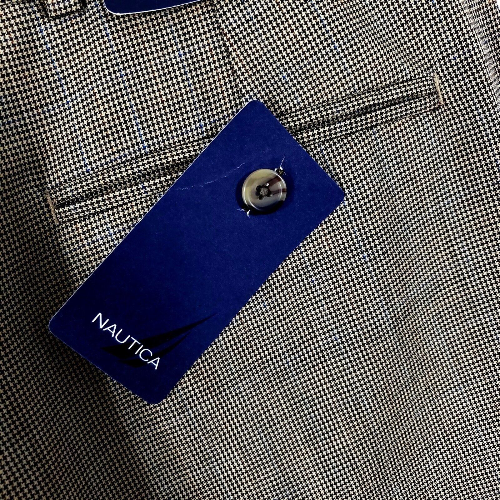 Nautica NEW Nautica Brantley Lined Dress Pants Brown Tan Check Blue Size 38R - 3 Thumbnail