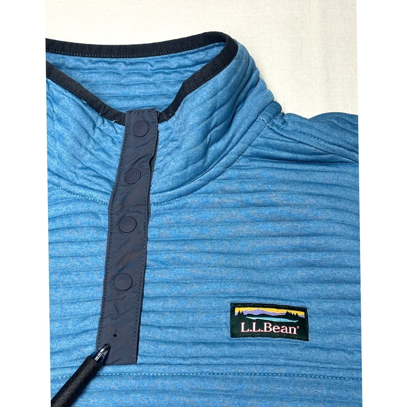 Vintage LL Bean Airlight Knit Pullover Mock Neck Snap Blue Womens Medium 506463 READ Size M / US 6-8 / IT 42-44 - 3 Thumbnail
