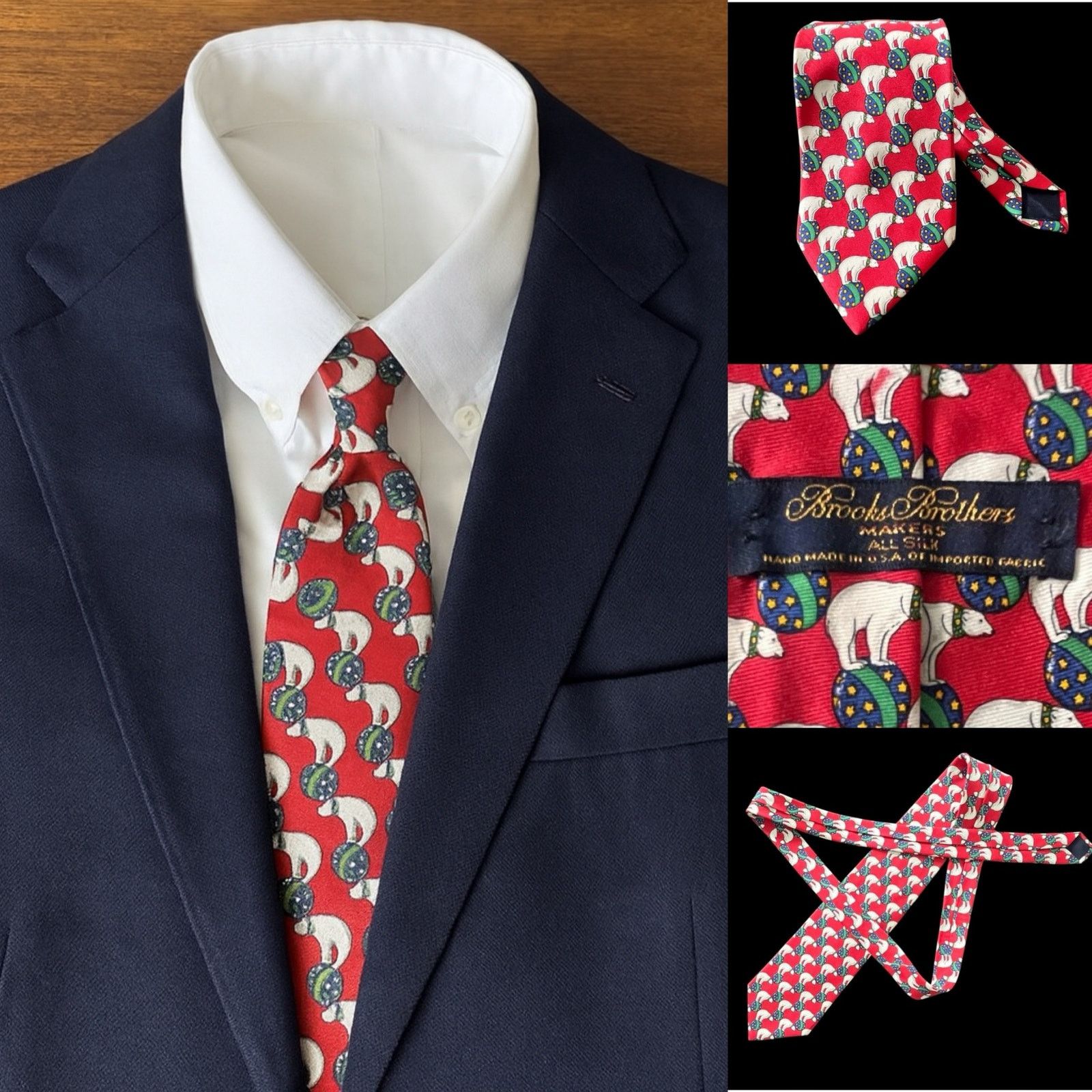 Brooks Brothers Brooks Brothers Silk Tie Red Polar Bears Balls Makers USA Size ONE SIZE - 3 Thumbnail