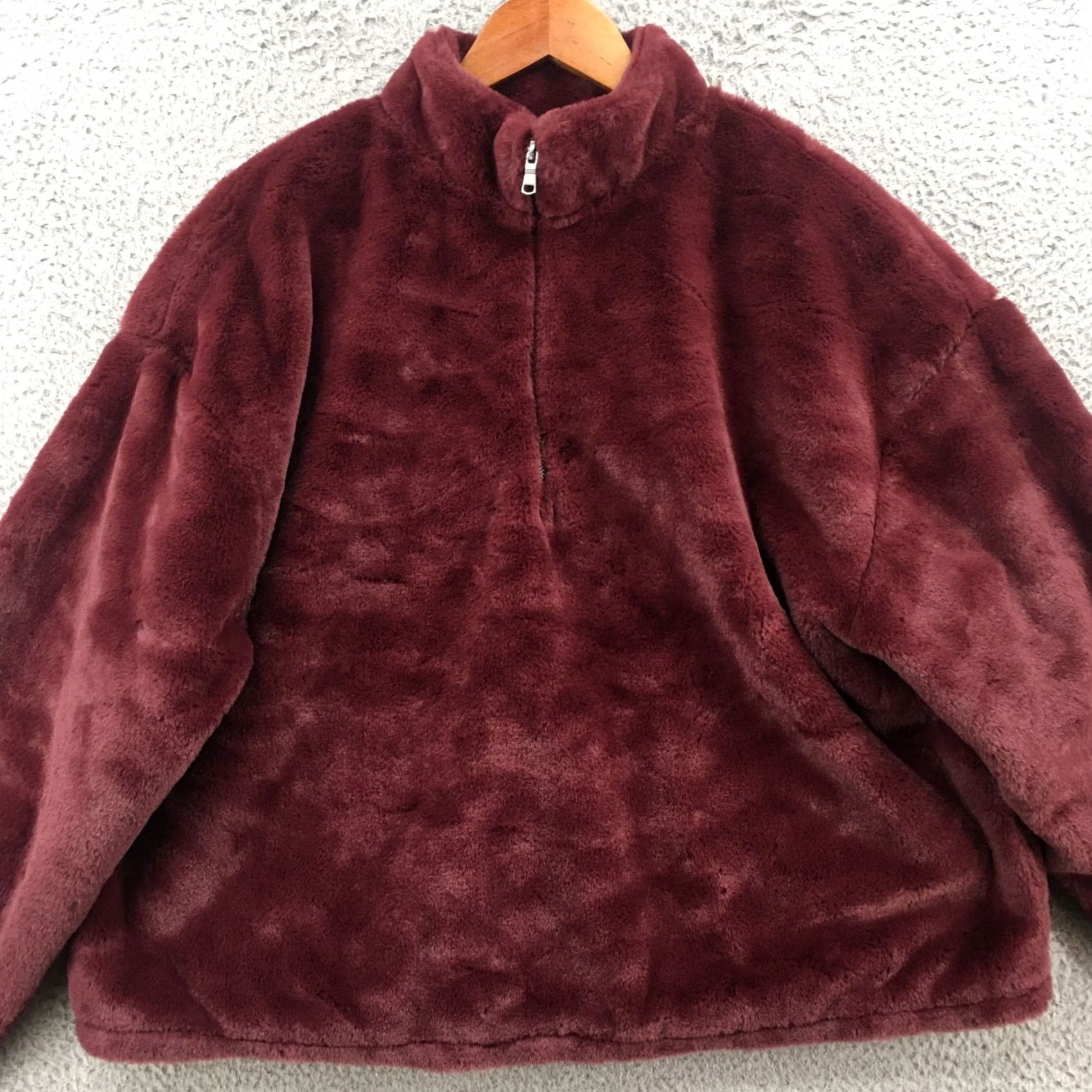 Vintage A New Day Burgundy Mock Neck Jacket Womens L Cotton Blend Quarter Zip Sweater Size L / US 10 / IT 46 - 2 Thumbnail