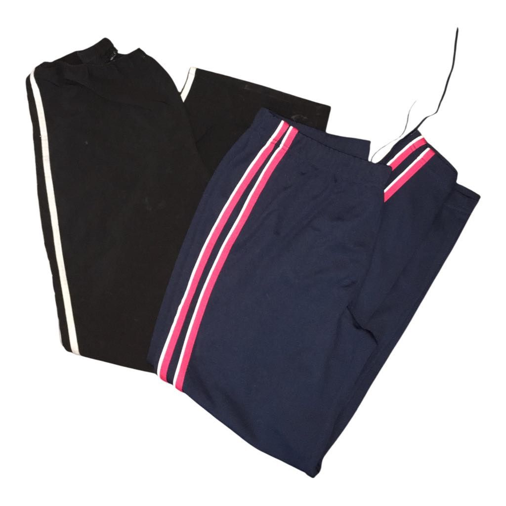 St. Johns Bay 2 Pair Sweatpants White Striped Pockets Elastic Waist Large Size 32" / US 10 / IT 46 - 2 Thumbnail