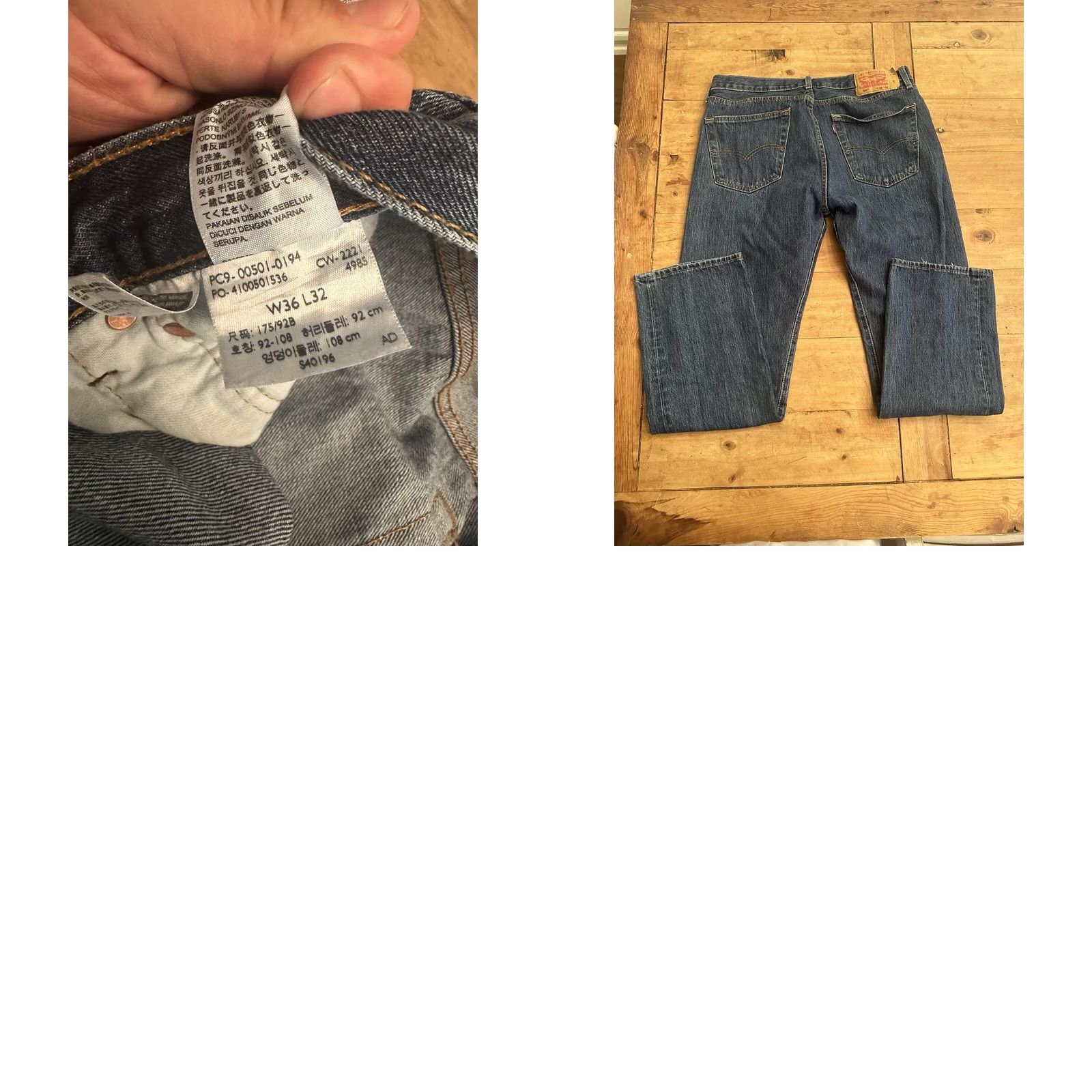 Levi's VINTAGE Levi’s 501 Button Fly Denim Jean Mens Sz 36x32 Blue Jeans 90s Straight Pockets Mens Size US 36 / EU 52 - 8 Thumbnail