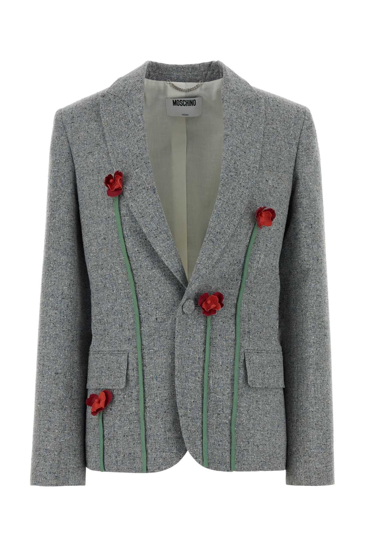 Moschino Melange Grey Silk Blend Blazer Size M / US 6-8 / IT 42-44 - 1 Thumbnail