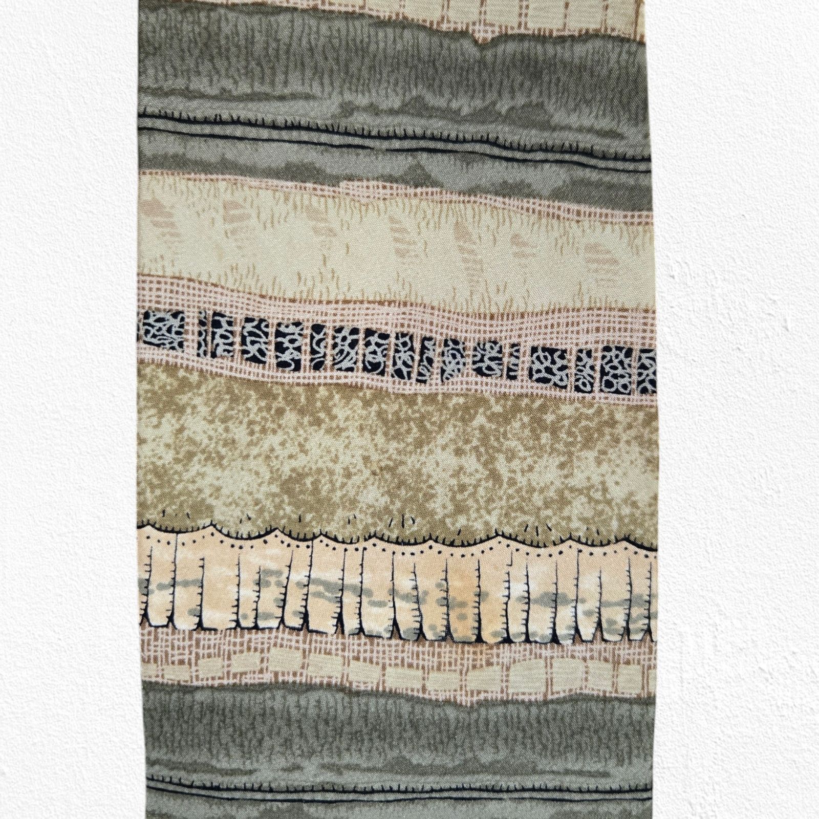Vintage 90s Vintage Tan Striped USA Made Silk Tie Size ONE SIZE - 3 Thumbnail