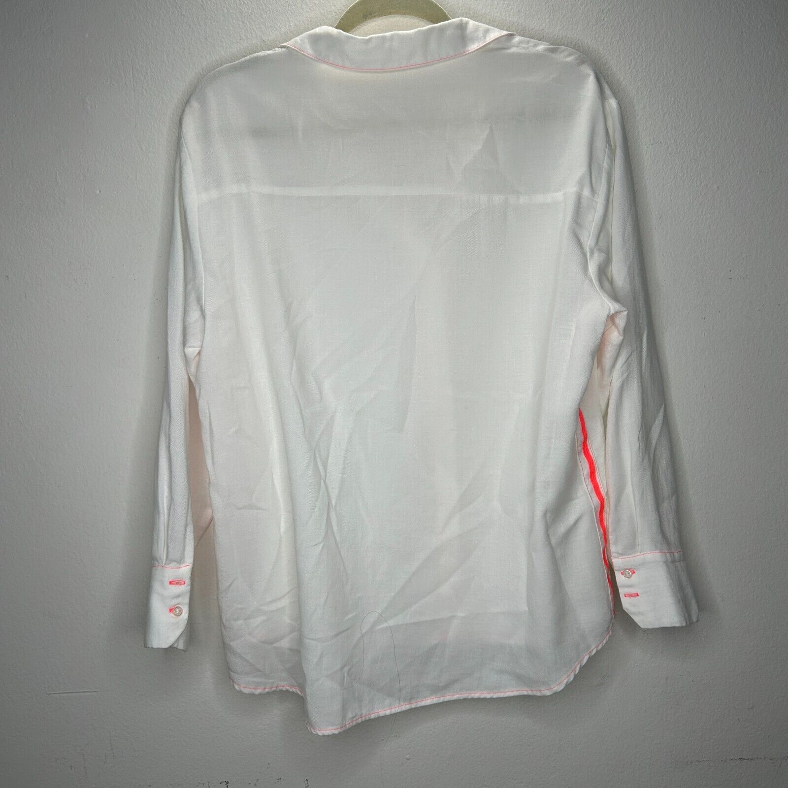 Zara Zara Off White Pink Stitch Button Long Sleeve Collar Shirt L Size L / US 10 / IT 46 - 4 Thumbnail