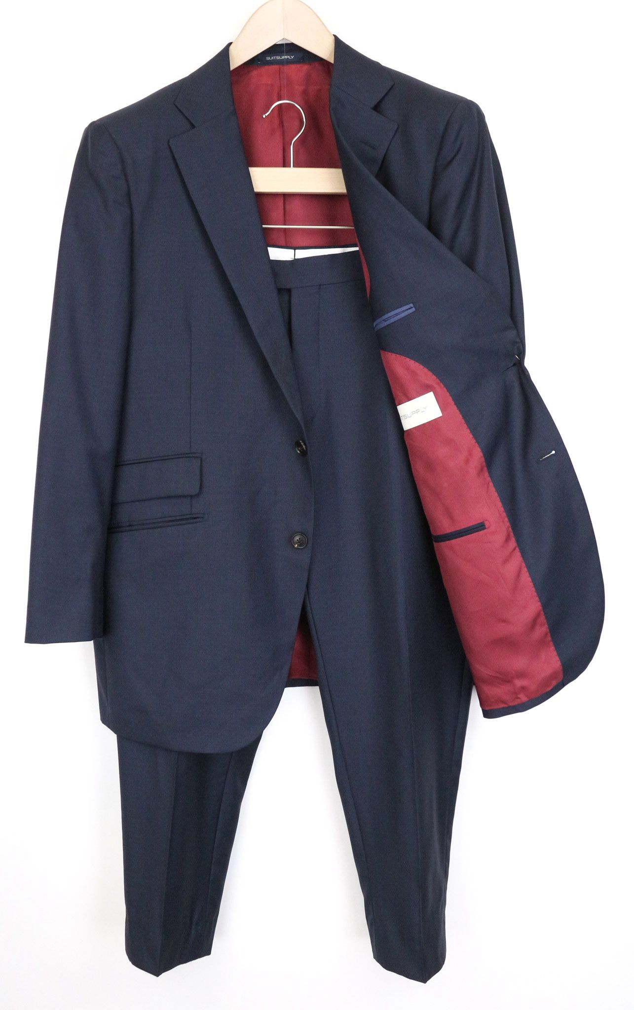 Suitsupply LA SPALLA UK46R Blue Wool 2 Piece Suit 75827 Size 46R - 1 Thumbnail
