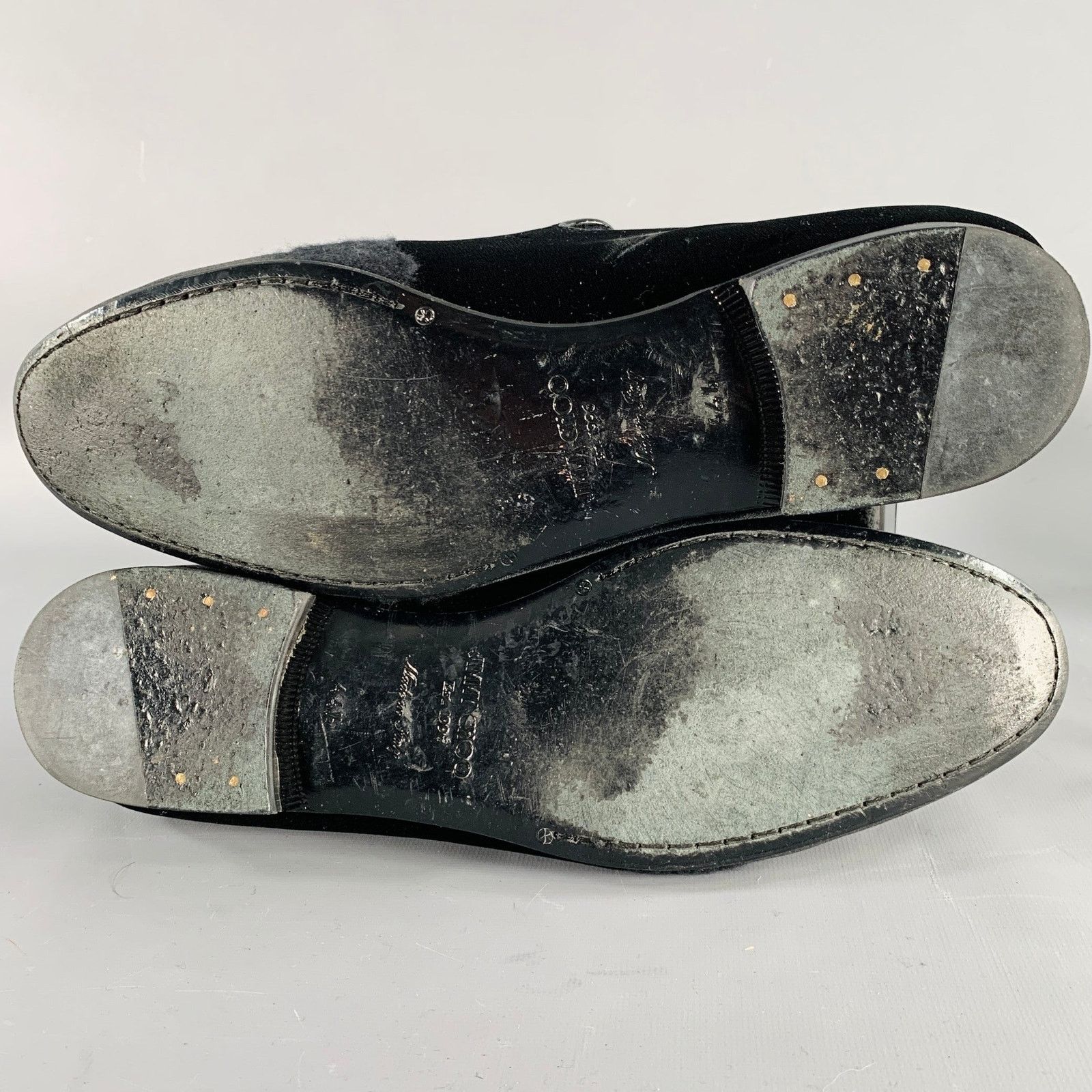 Jimmy Choo JIMMY CHOO Size 11.5 Black Grey Glitter Velvet Loafers Size US 11.5 / EU 44-45 - 6 Thumbnail