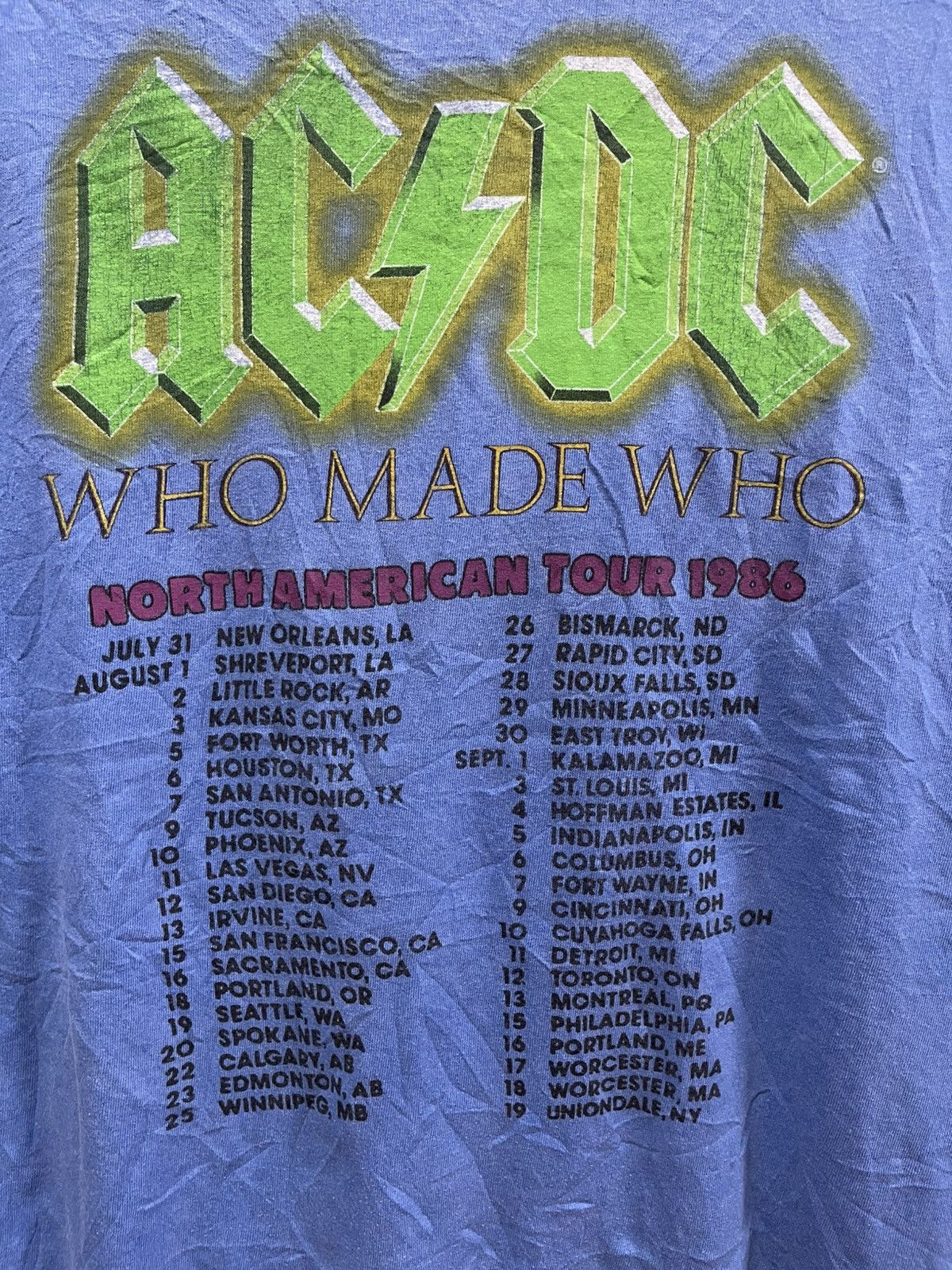 Band Tees AC/DC Distressed Tour Tee🔥🔥🔥 Size US XXL / EU 58 / 5 - 9 Thumbnail