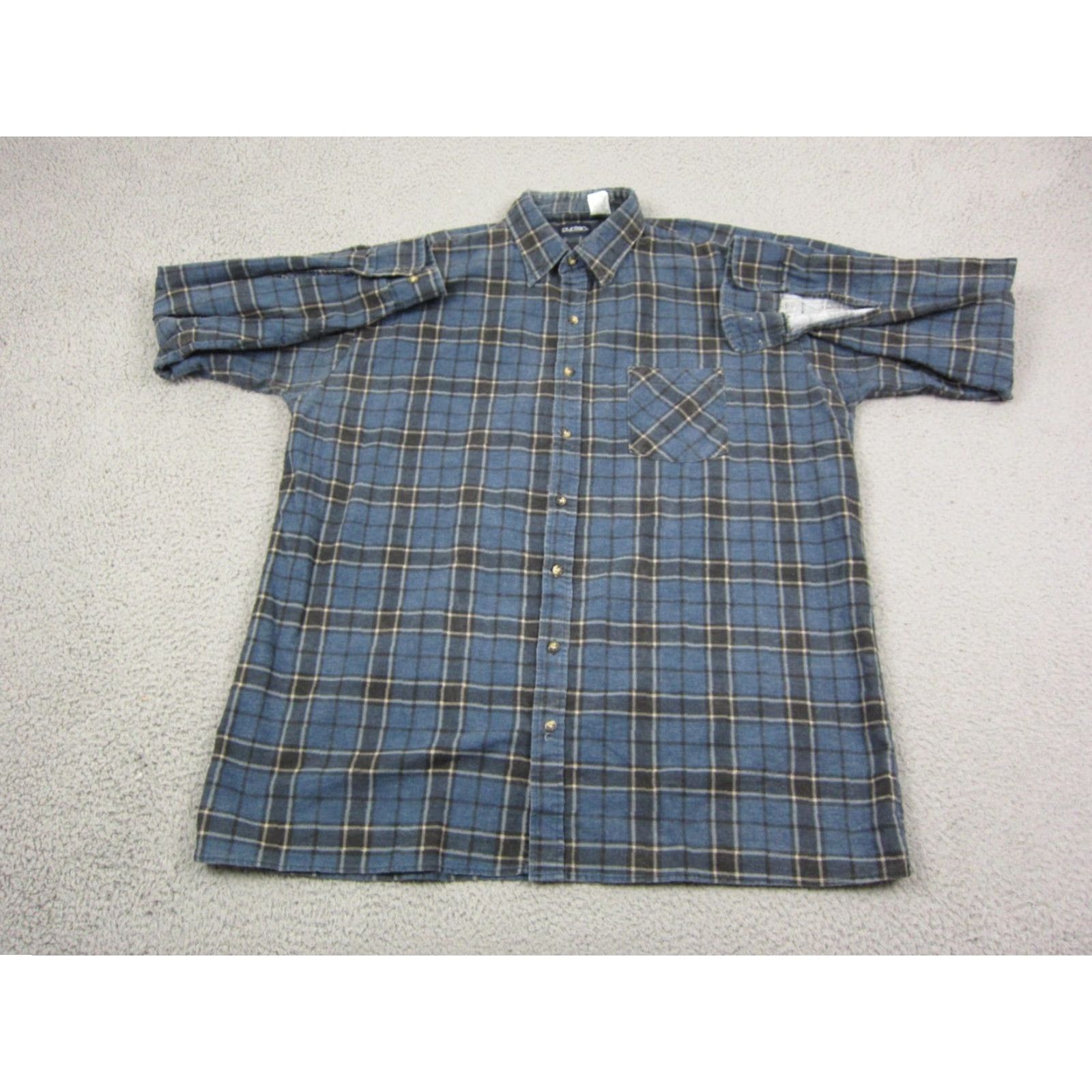 Vintage VINTAGE Puritan Shirt Mens XLT Blue Plaid Flannel Made in USA Button-Up Shirt Mens Big & Tall 90s Retro Casual Cotton Size US XL / EU 56 / 4 - 2 Thumbnail