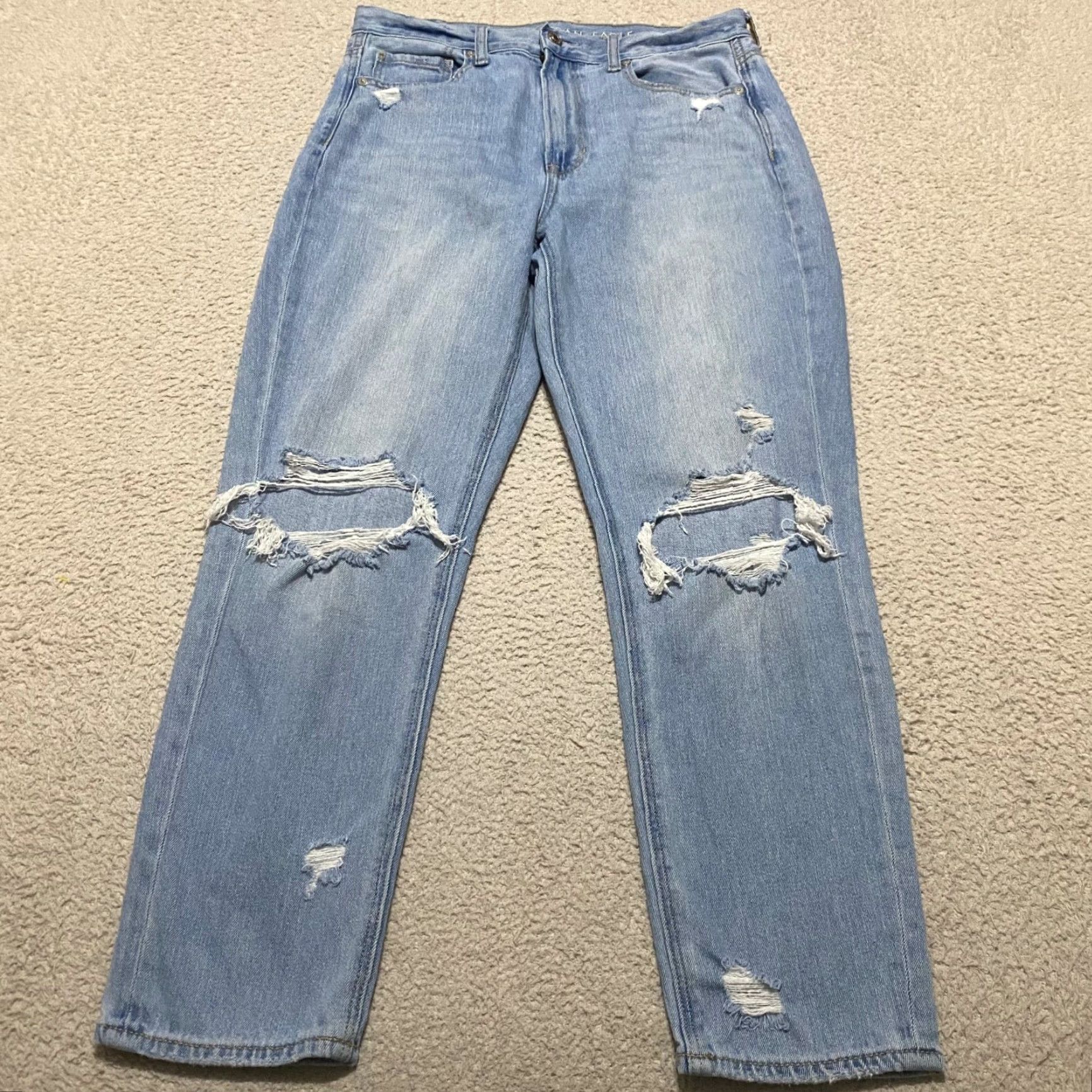 American Eagle Outfitters VINTAGE American Eagle Jeans Womens 6 Blue Denim Straight Distress High Rise Mom Size 28" / US 6 / IT 42 - 2 Thumbnail