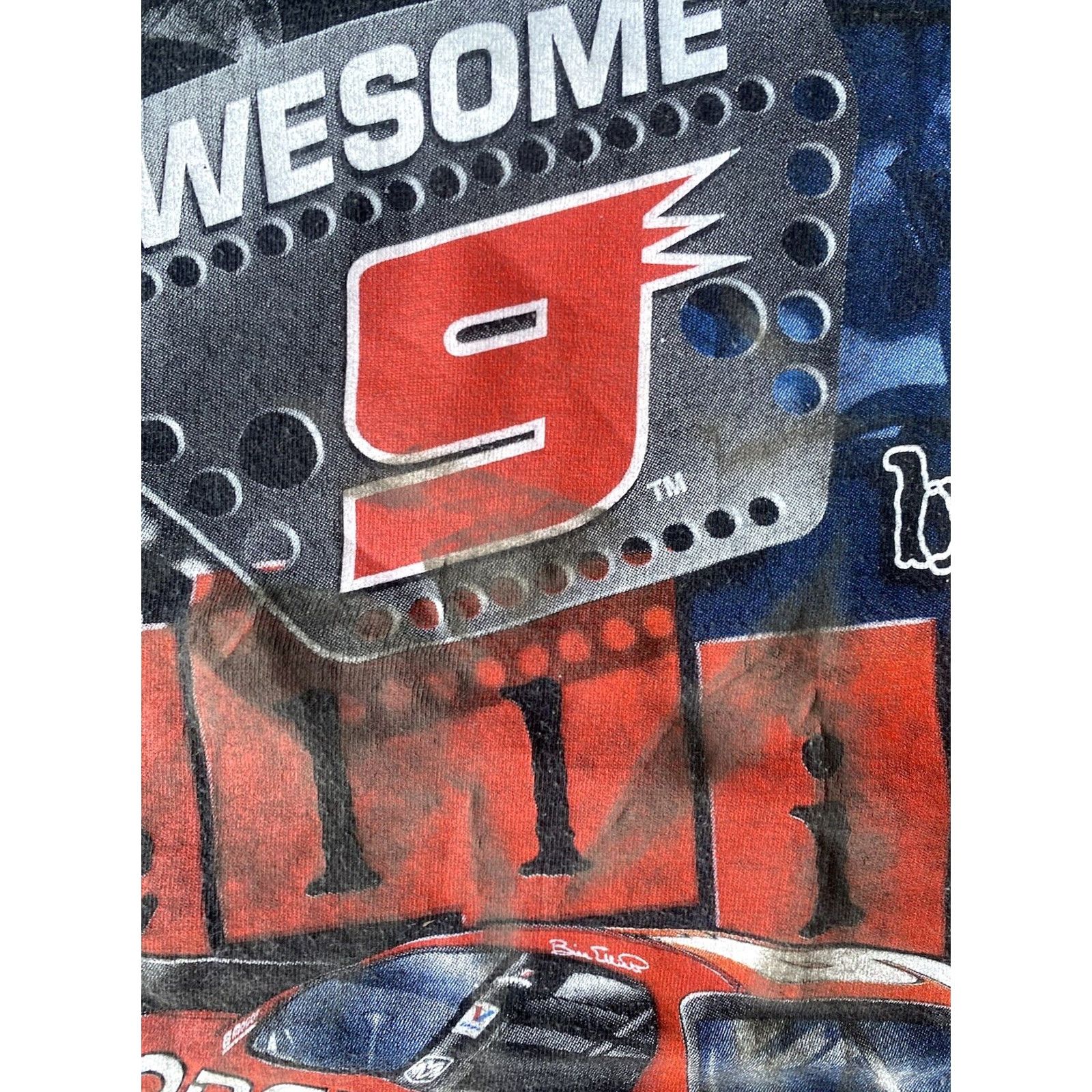 NASCAR VINTAGE Nascar T-Shirt Men Graphic Print Short Sleeve Crew Neck Bill Elliott Dodge Rampage XL Black Retro 90s Mens Size US XL / EU 56 / 4 - 5 Thumbnail