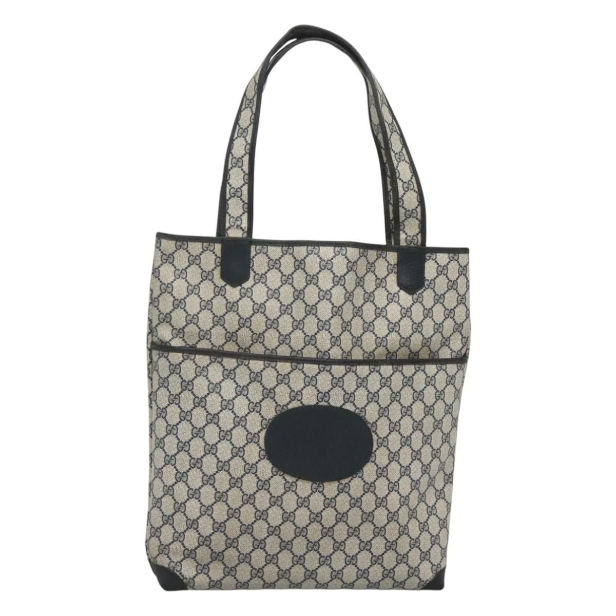 Gucci GG Supreme Tote Bag Pvc Navy Gold 002 39 0054 Auth Ki5643 in Navy/Gold, Women's
