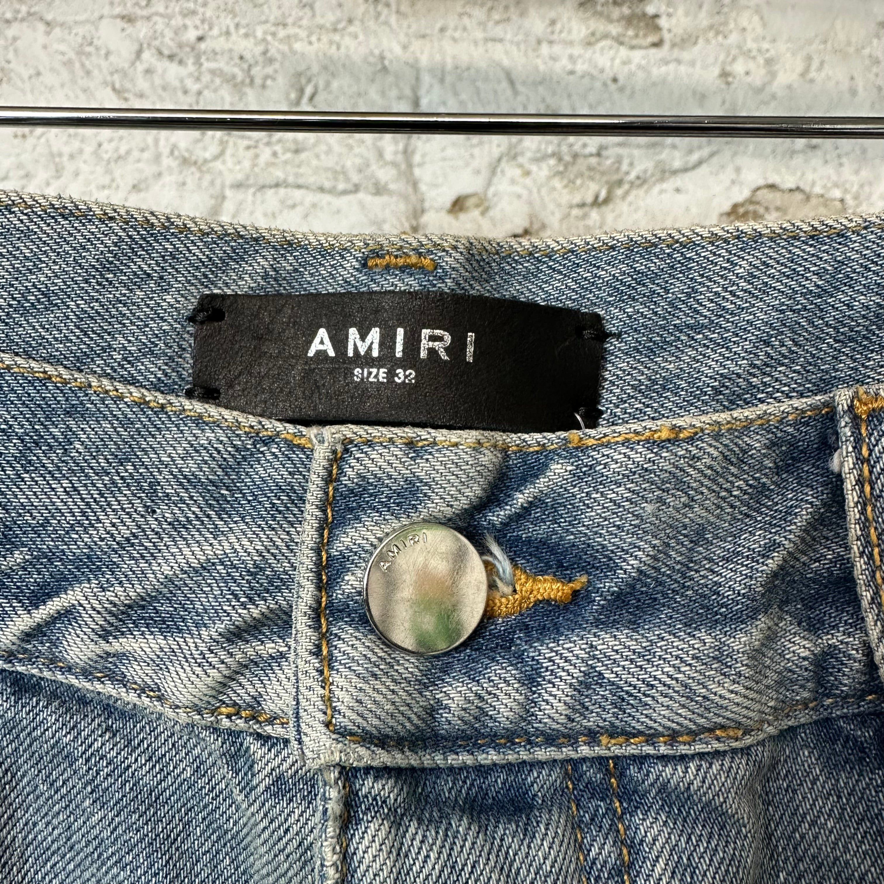 Amiri Amiri Knee Rip Shotgun Baggy Lightwash Blue Denim Jeans Sz 3 Size US 32 / EU 48 - 3 Thumbnail