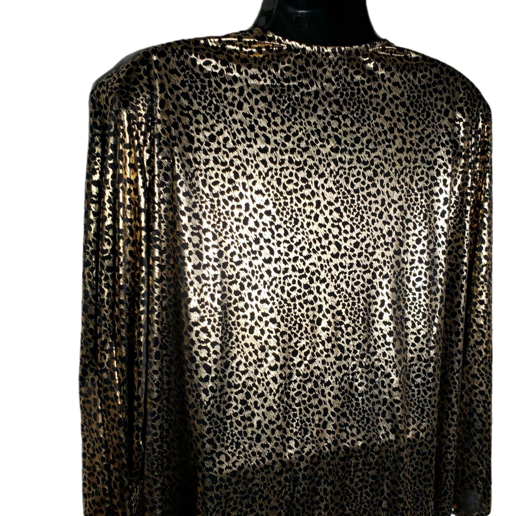Lee VINTAGE Lauren Lee Blouse Plus 22W Cheetah Gold Boho Women 22W Hand Wash Linen? Size 3XL / US 20-22 - 7 Thumbnail
