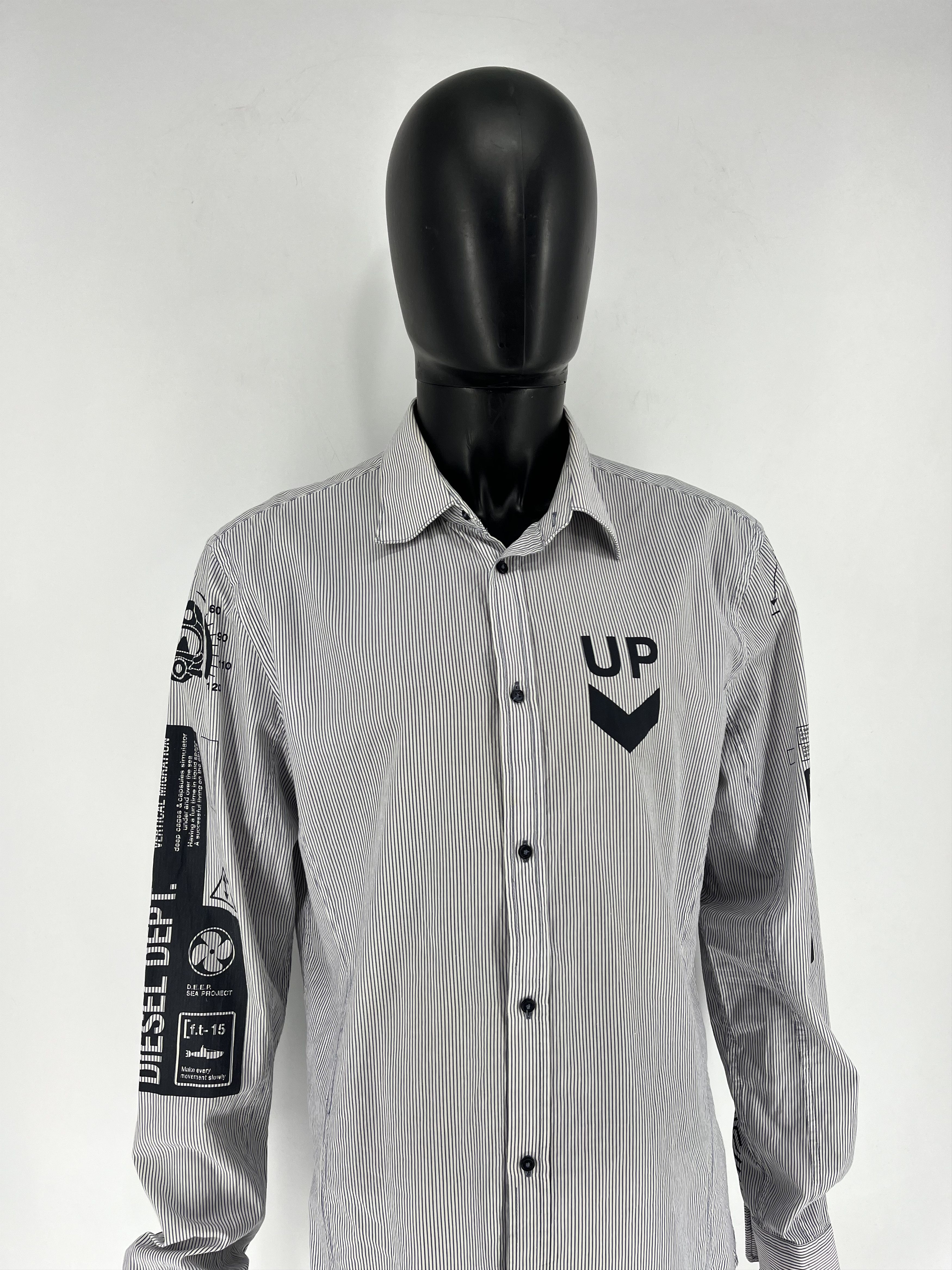 Diesel × Japanese Brand RARE Diesel DEPT. LIQUID SPACE Striped Button UpShirt SZ XXL Size US XXL / EU 58 / 5 - 3 Thumbnail