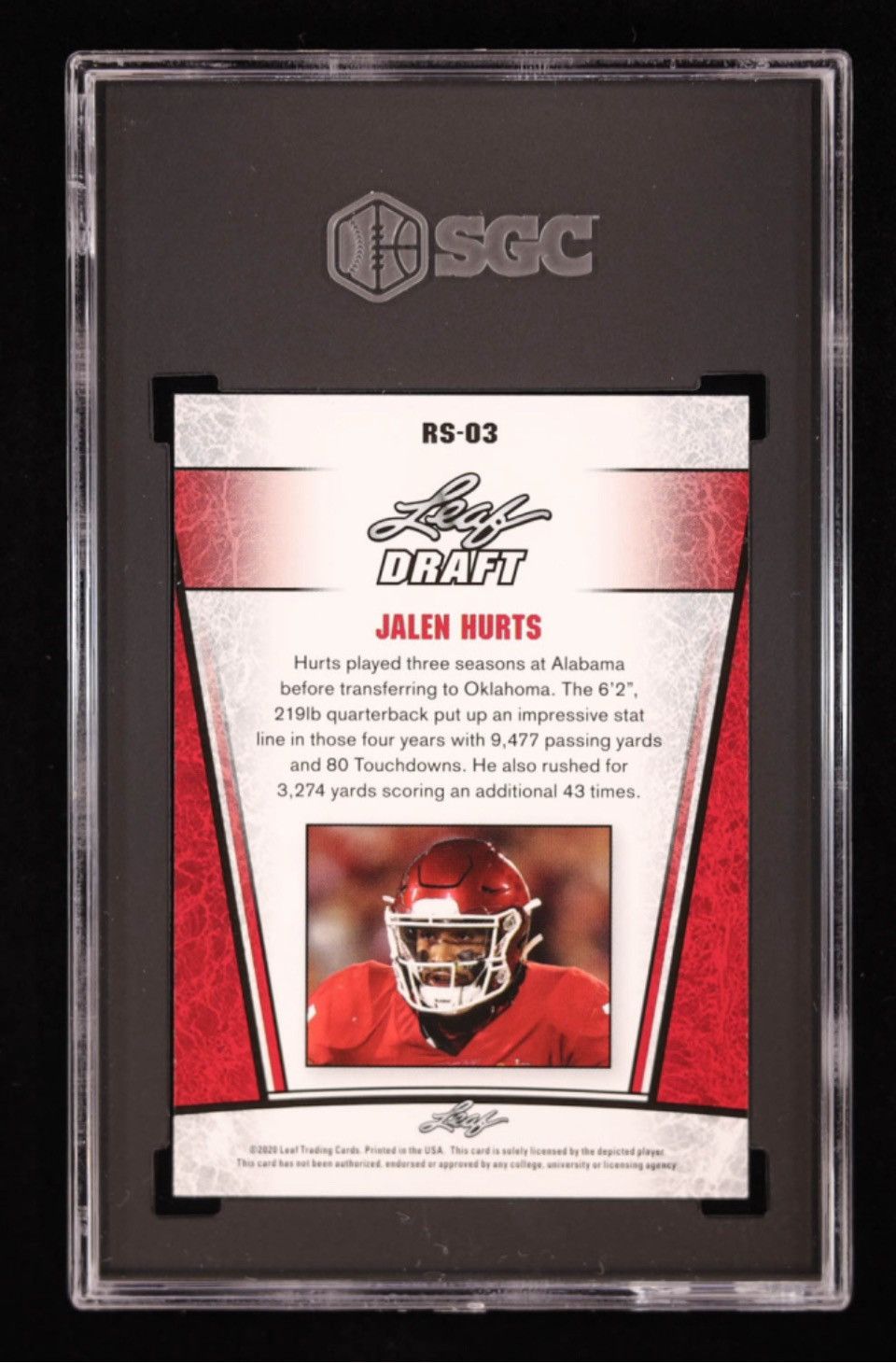 Other Jalen Hurts 2020 Leaf Special Release Rookie Silver Grade 10 Size ONE SIZE - 2 Thumbnail