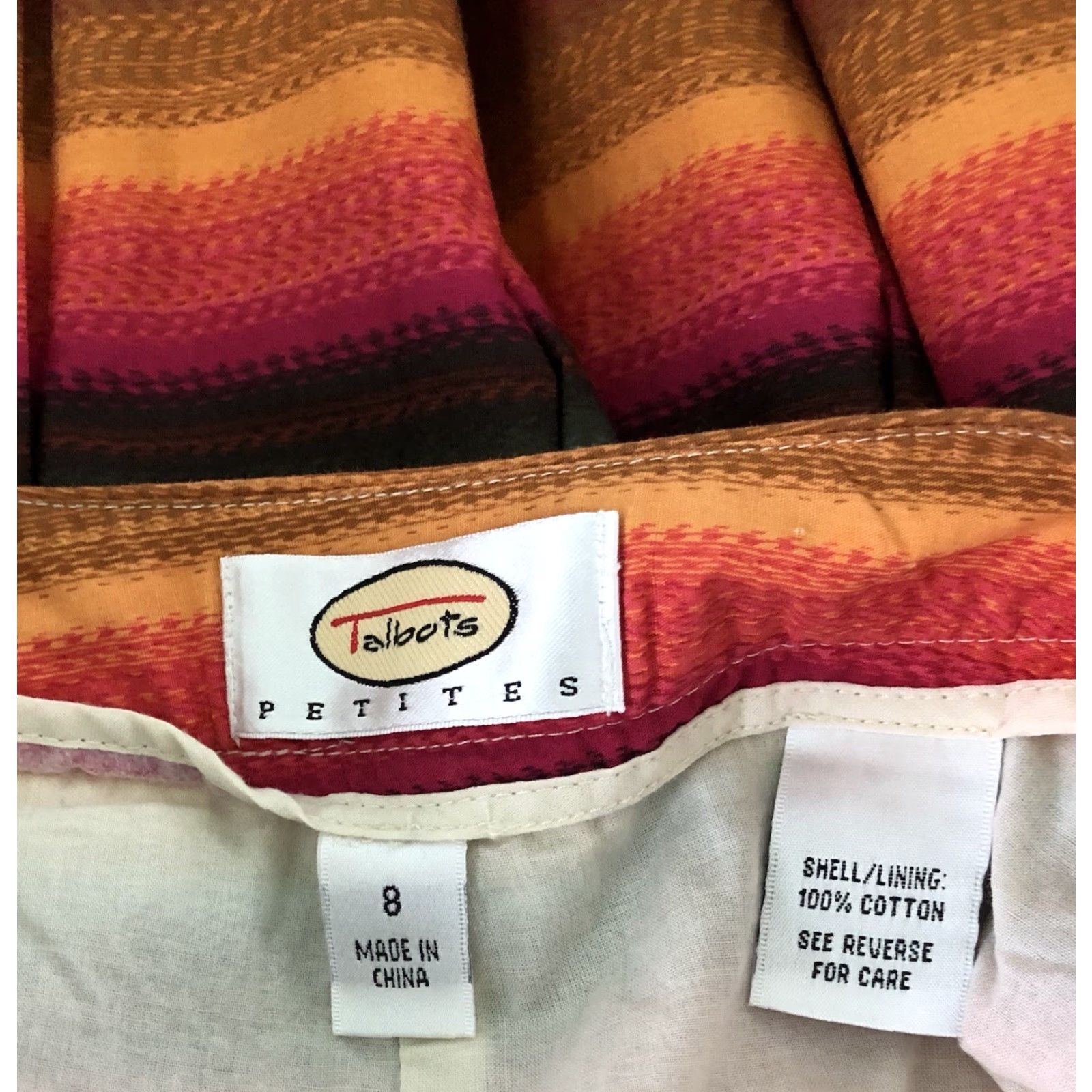 Talbots Talbots Skirt 8P Multicolor A-Line Pleated 28”W Knee Length BoHo Festival Southwestern Geometric Pattern Zipper Embellished Womens Size 30" / US 8 / IT 44 - 3 Thumbnail