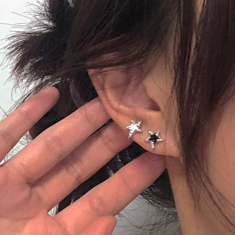Jewelry × Sterling Silver Star Crazy Earrings One Pairs Chrome Jewelry Size ONE SIZE - 2 Thumbnail