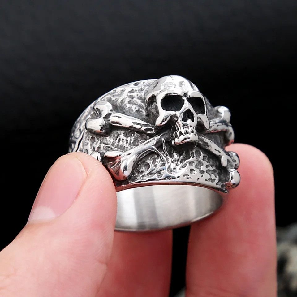 Jewelry Crossbones Pirate Skull Ring Size ONE SIZE - 1 Thumbnail