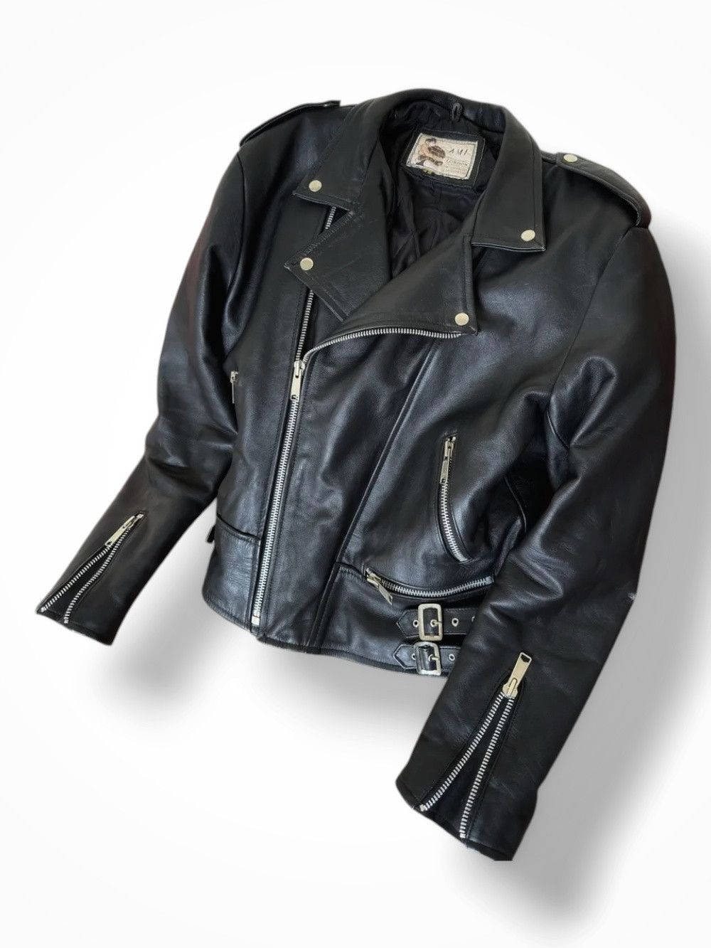 AMI Vintage genuine leather biker motorcycle jacket Ami London Size US L / EU 52-54 / 3 - 4 Thumbnail