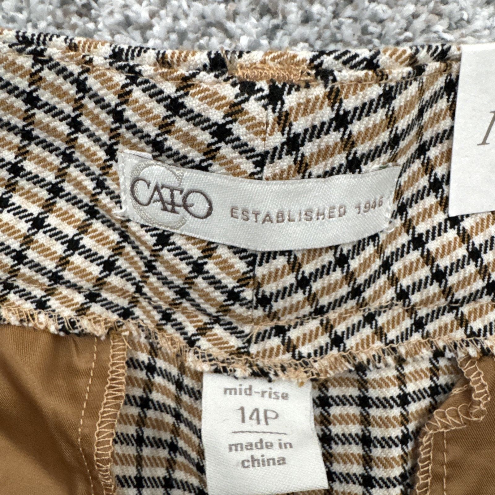 Other Cato Trousers Womens 14P Petite Plaid Dark Academia Pleated Size 36" / US 14 / IT 50 - 9 Thumbnail