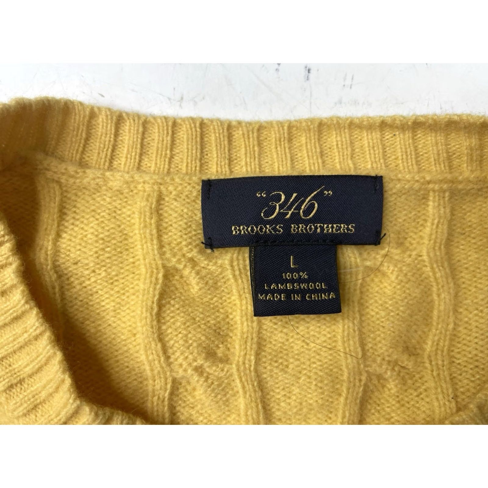 Brooks Brothers BROOKS BROTHERS 346 Cable Knit Sweater Womens L Yellow Crewneck Lambswool Cashmere 100% Wool Knit Pullover Regular All Seasons Size L / US 10 / IT 46 - 3 Thumbnail